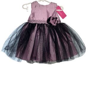 baby girl formal Holiday tulle dress purple black sleeveless size 9-12 months